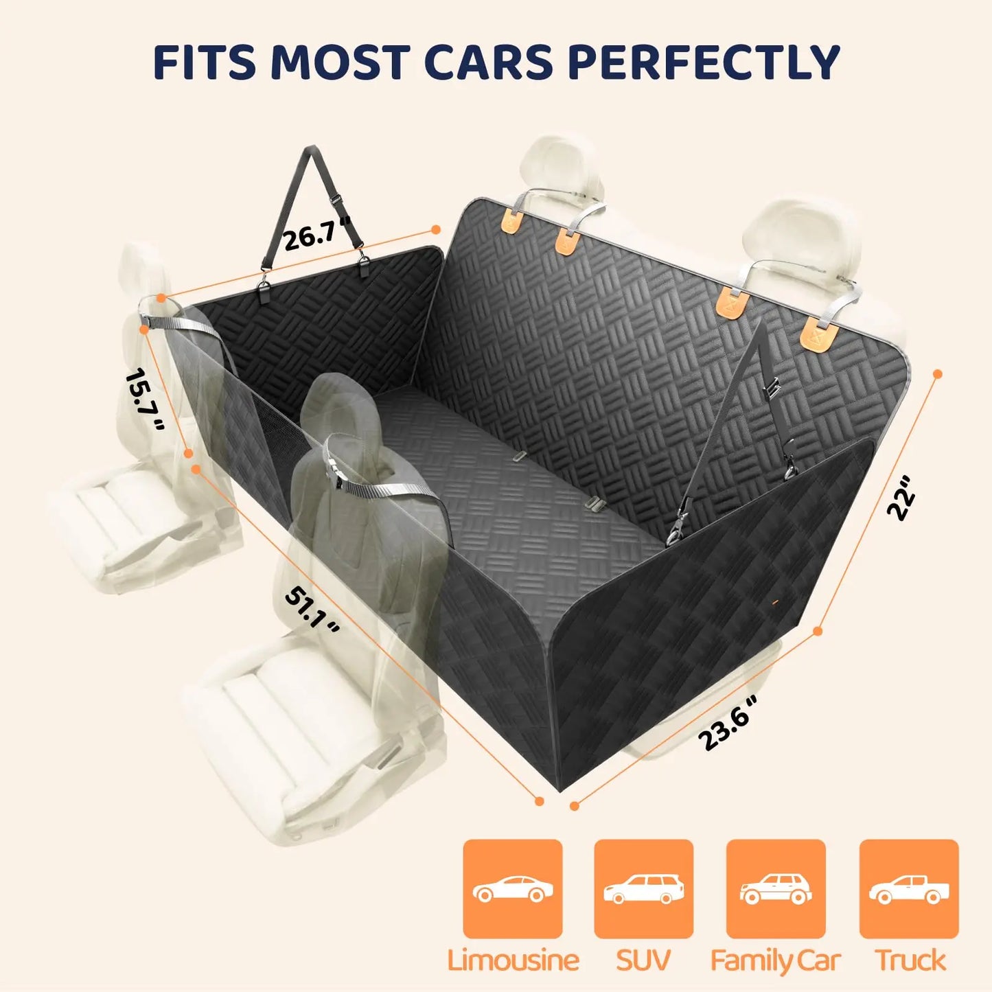 Rear Seat Dog Seat Cover, Up To 400 Pounds