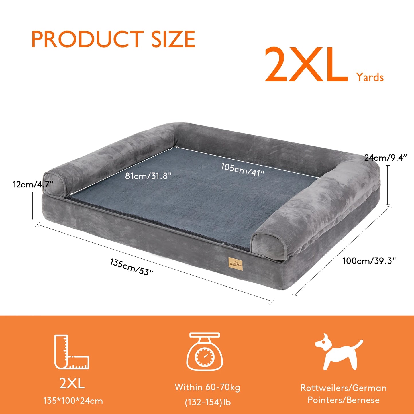 X-Large Orthopedic Pet Mattress, Removable Washable Cover