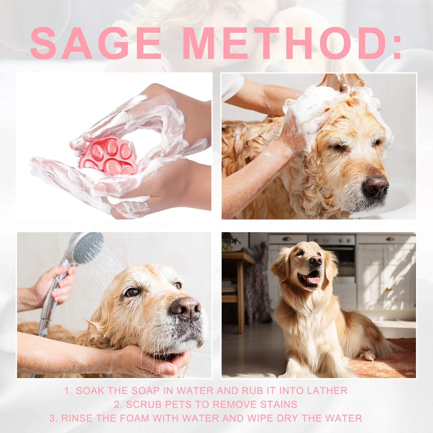 Pet Bathing Soap, Gentle, Remove Oil Stains, Mite Removal