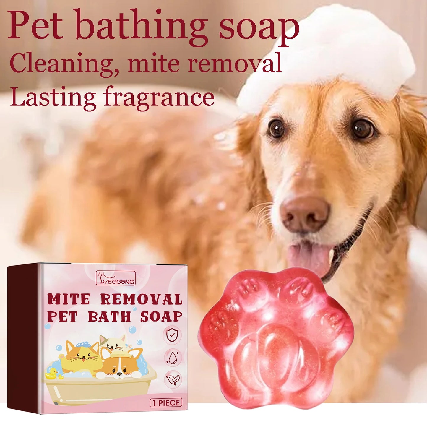 Pet Bathing Soap, Gentle, Remove Oil Stains, Mite Removal