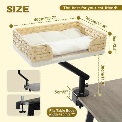 Cat Desk Bed, 360° Rotatable, Adjustable