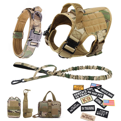 Military Large Dog Harness Collar, Leash Bags, Training Vests