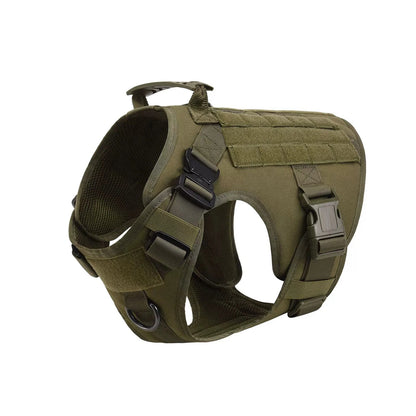 Tactical Dog Harness Collar w/ Leash & Molle Pouches