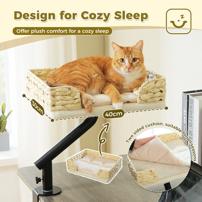 Cat Desk Bed, 360° Rotatable, Adjustable
