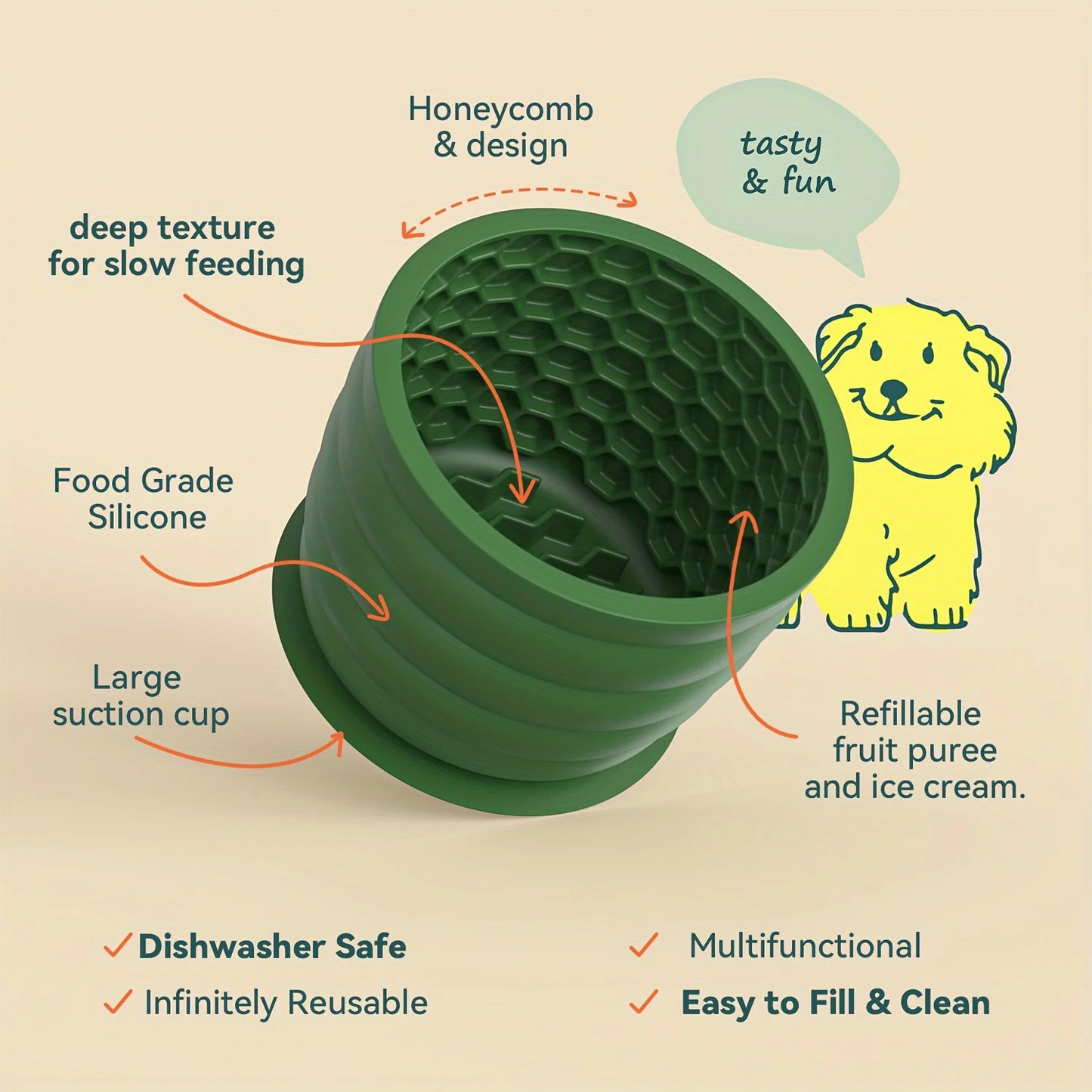 Silicone Slow Feeder Dog Bowl Cup
