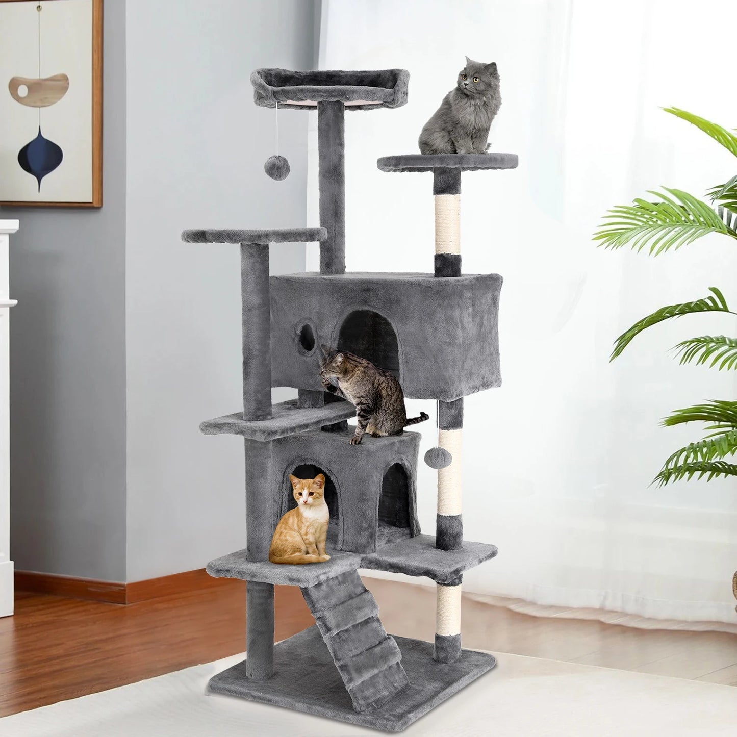 Cat Tree 54/70 Inch Cat Tower Condo