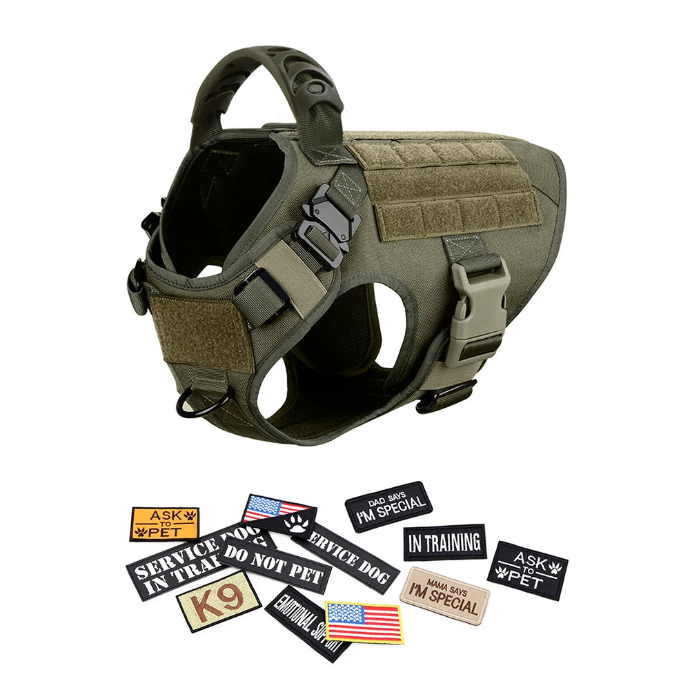 Military Large Dog Harness Collar, Leash Bags, Training Vests