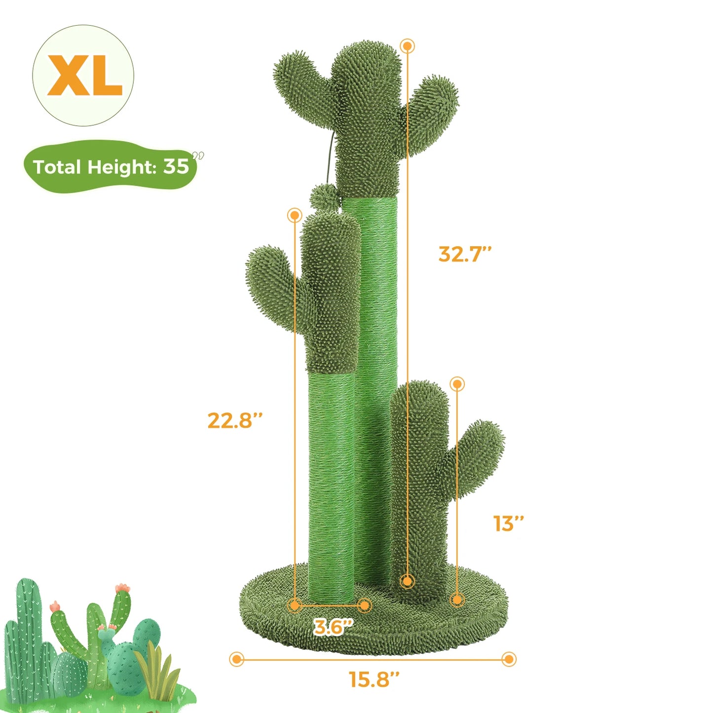Cactus Cat Tree, Large Condo, Hammock, Dangling Ball, More