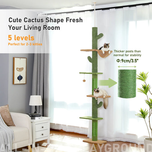Cat Tree, 5-Tier Floor to Ceiling Cat Tower