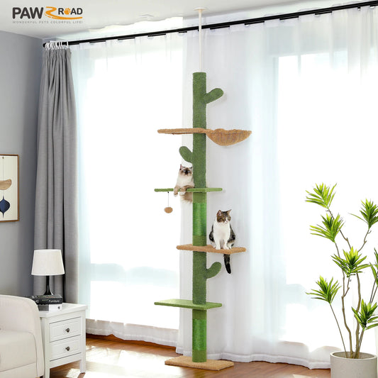 Cat Tree, 5-Tier Floor to Ceiling Cat Tower