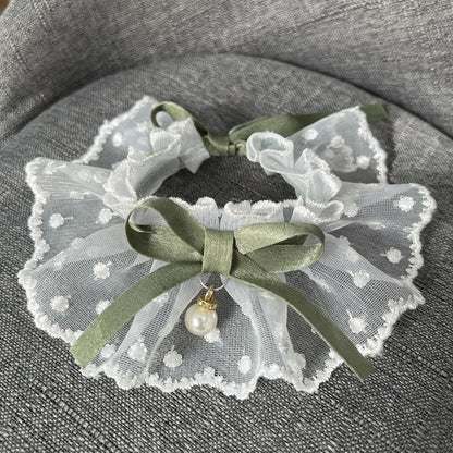 White Lace Bowknot Collar, Bowtie Bibs, Embroidery, Dog Cat Necklace