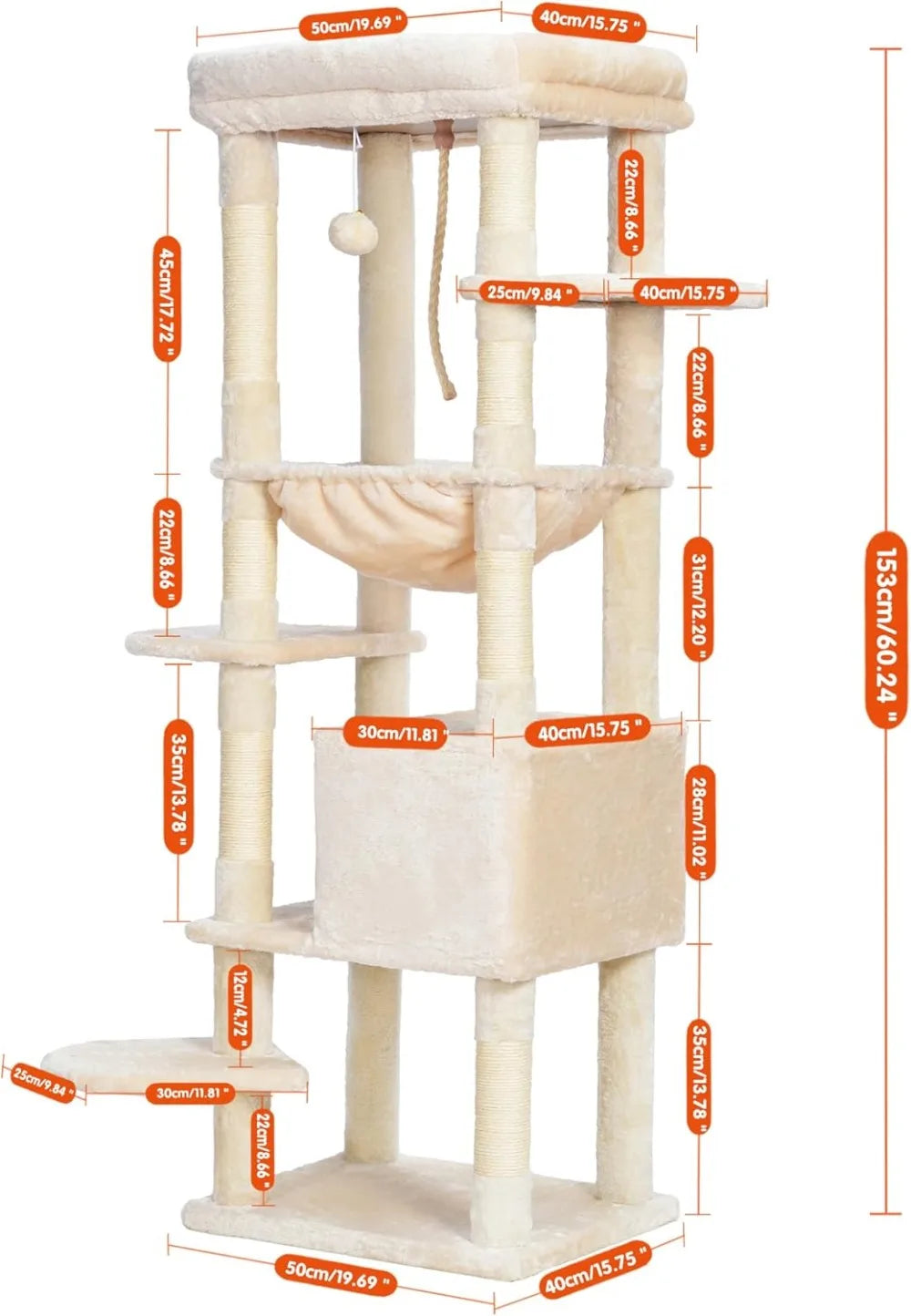 XXL Cat Tower for Indoor Cats, Furniture Condo