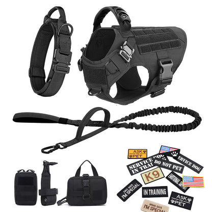 Military Large Dog Harness Collar, Leash Bags, Training Vests