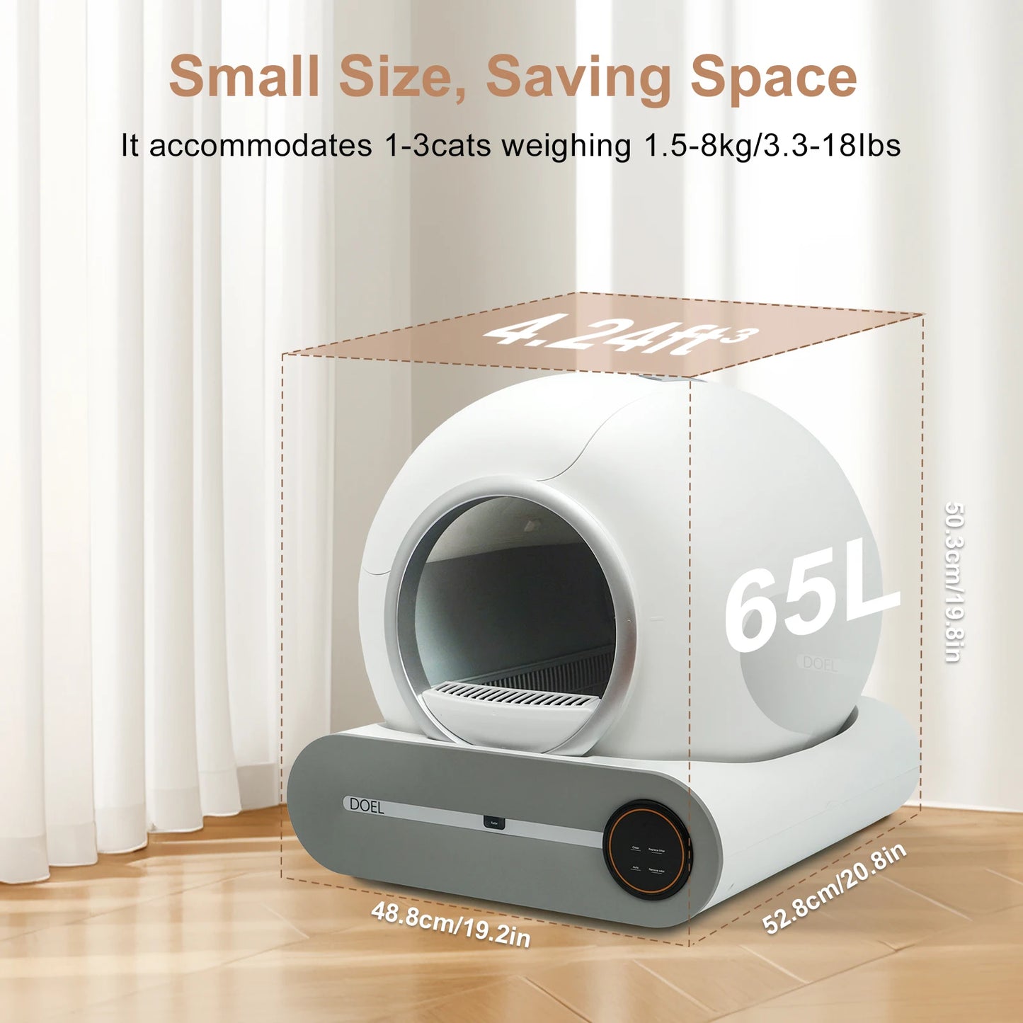 Self Cleaning, 65L Automatic Cat Litter Box