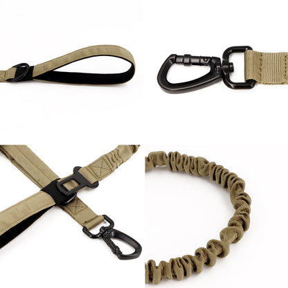 Tactical Dog Harness Collar w/ Leash & Molle Pouches