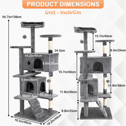 Cat Tree 54/70 Inch Cat Tower Condo