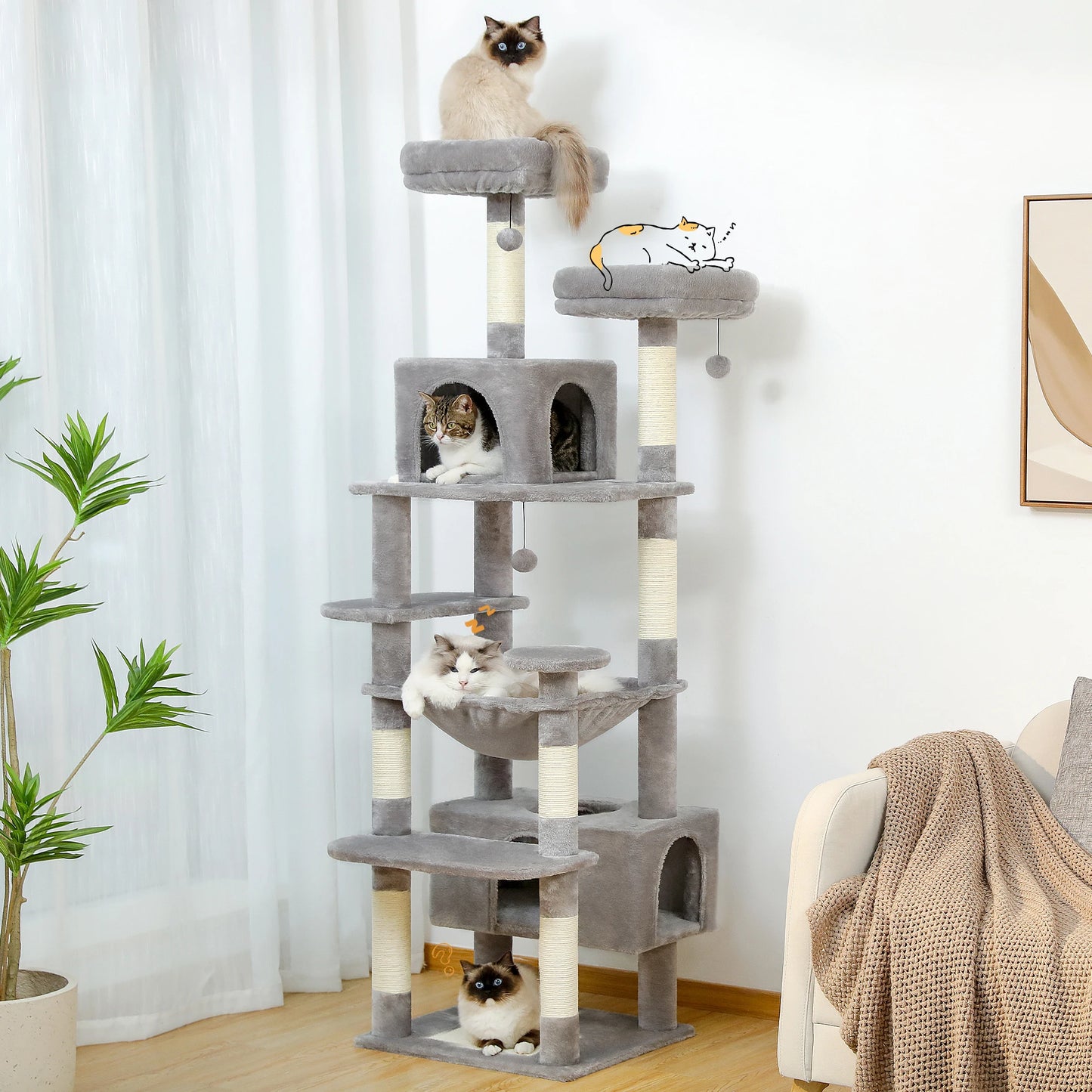 Large Cat Tree, Tower, Indoor Cats With Scratching Posts and More