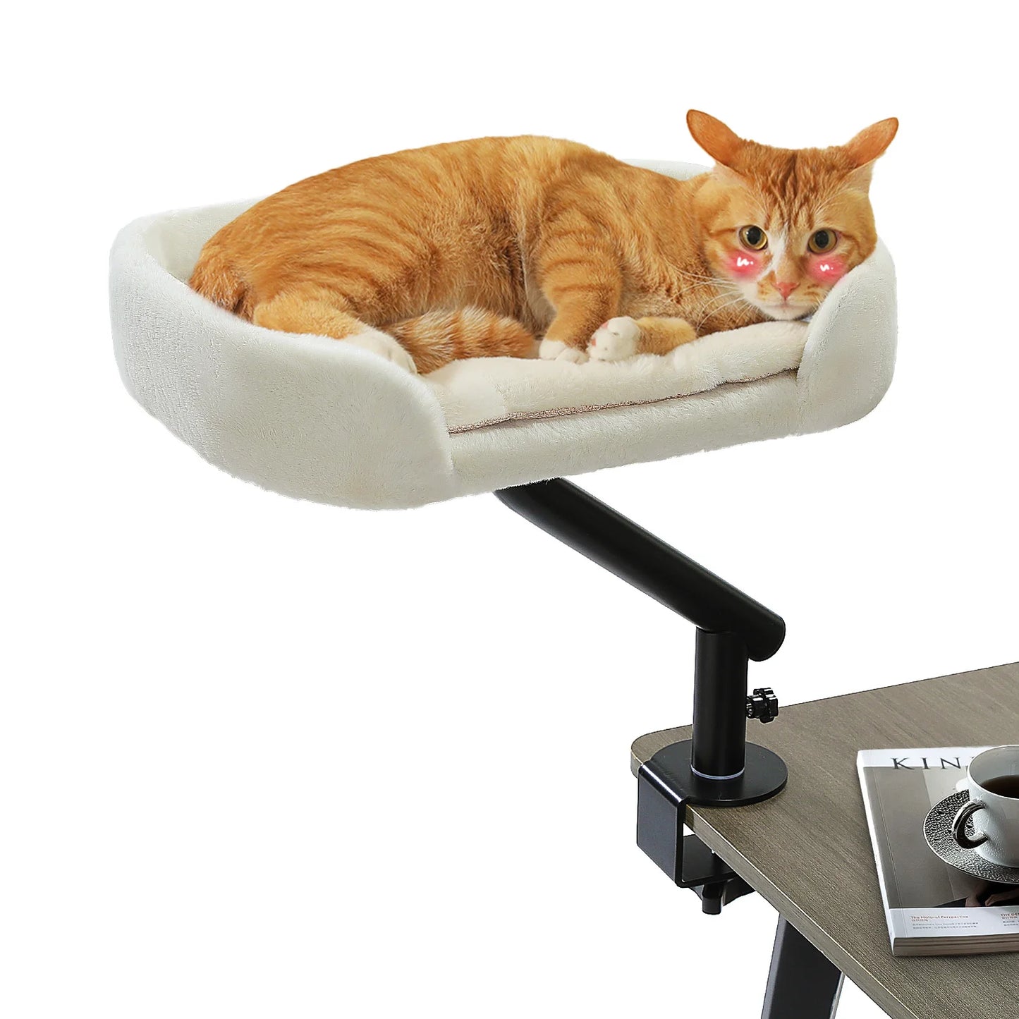 Cat Desk Bed, 360° Rotatable, Adjustable