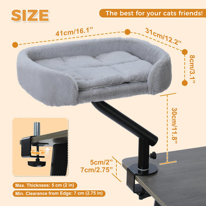 Cat Desk Bed, 360° Rotatable, Adjustable