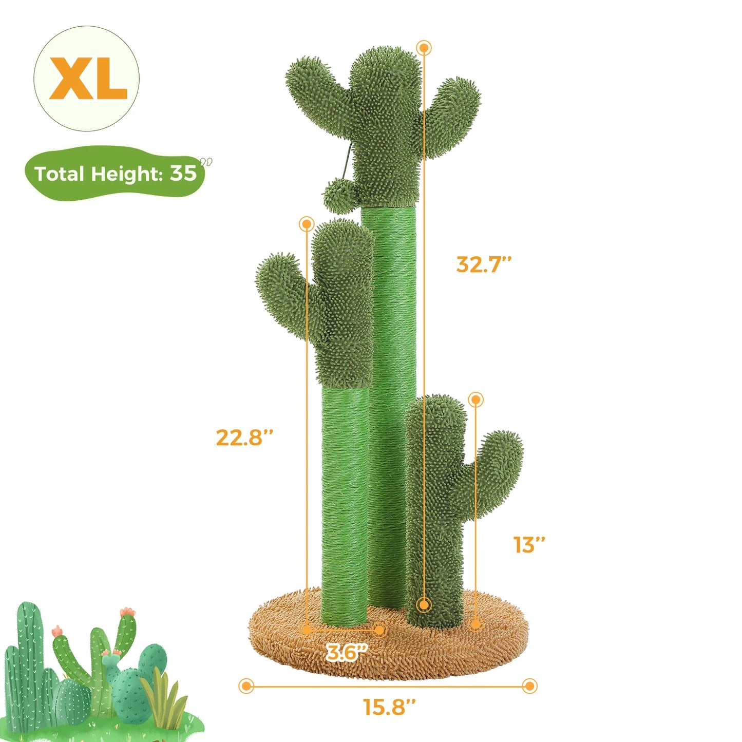 Cactus Cat Tree, Large Condo, Hammock, Dangling Ball, More