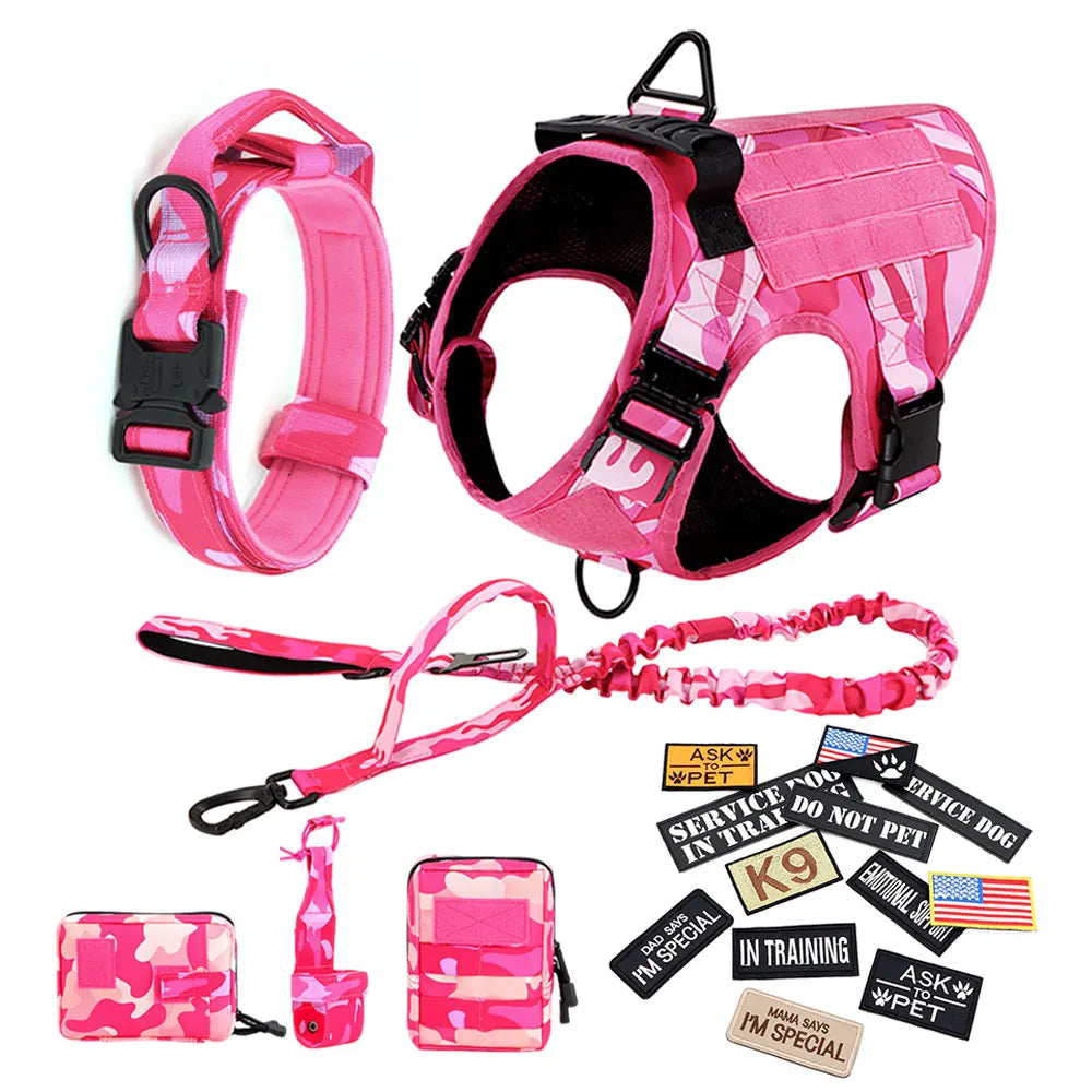 Military Pink Camouflage Dog Harness For Large/Medium Dogs