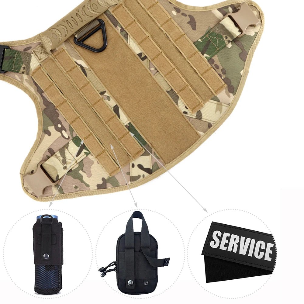 Military Large Dog Harness Collar, Leash Bags, Training Vests