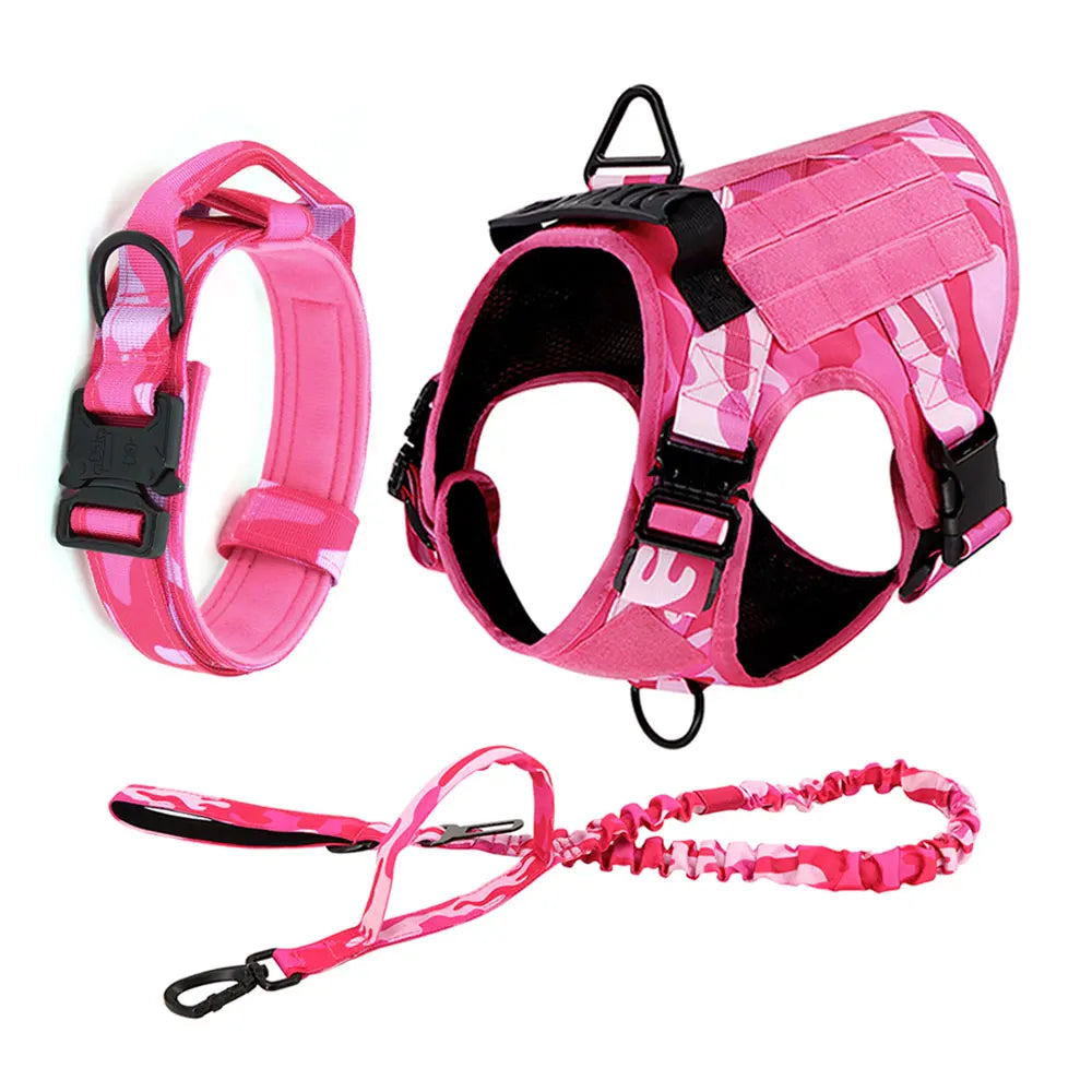 Military Pink Camouflage Dog Harness For Large/Medium Dogs