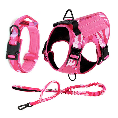 Military Pink Camouflage Dog Harness For Large/Medium Dogs