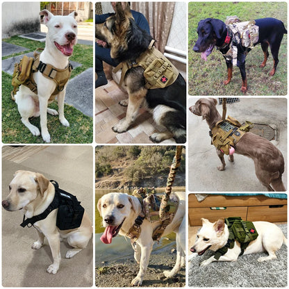 Military Large Dog Harness Collar, Leash Bags, Training Vests