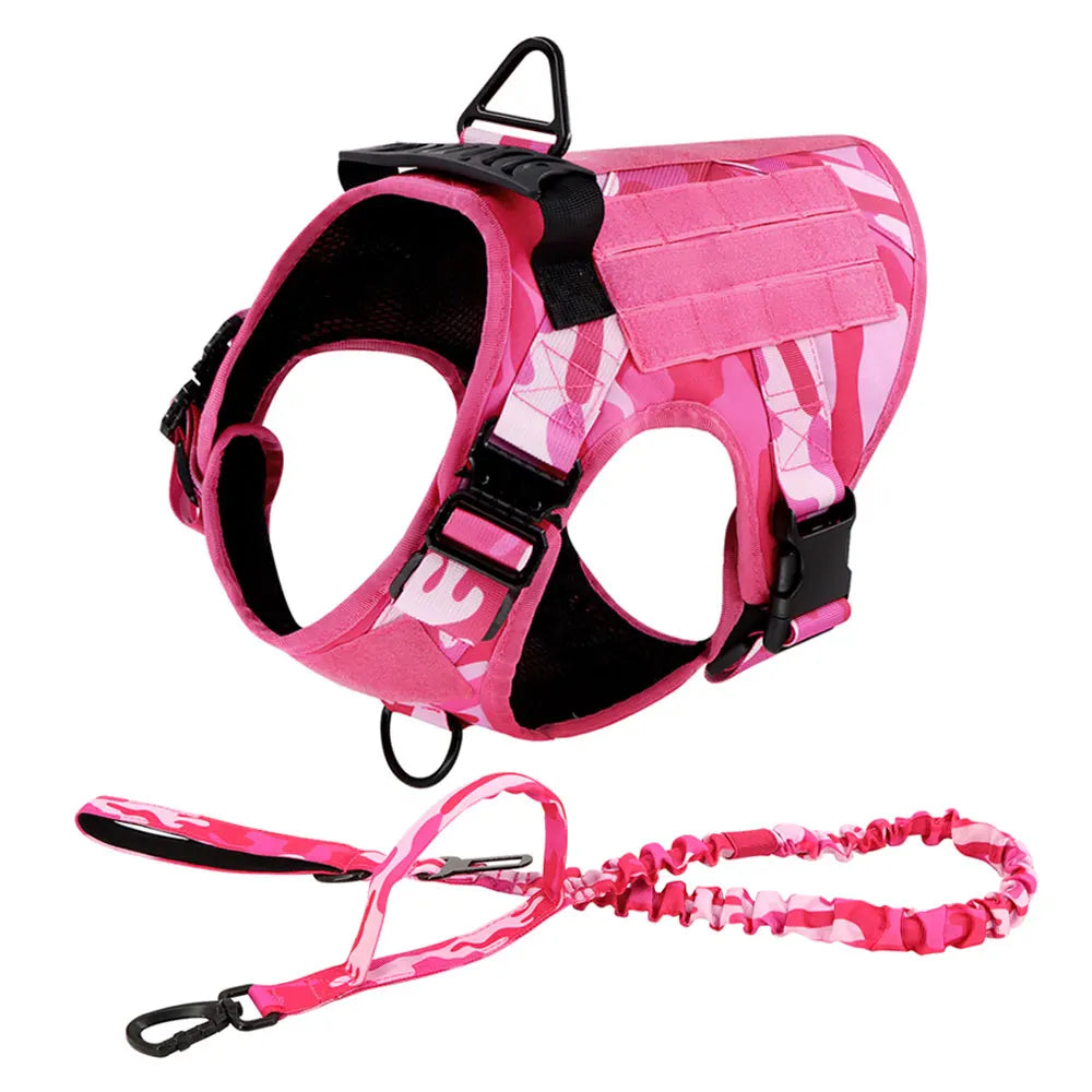 Military Pink Camouflage Dog Harness For Large/Medium Dogs