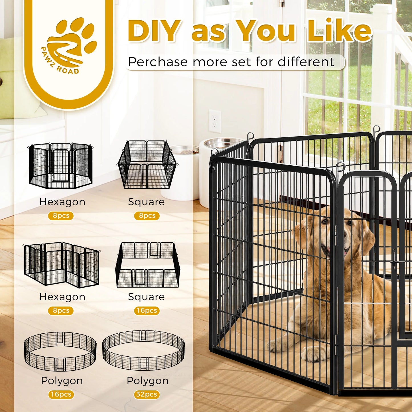 Outdoor/Indoor Foldable Metal Pet Fence