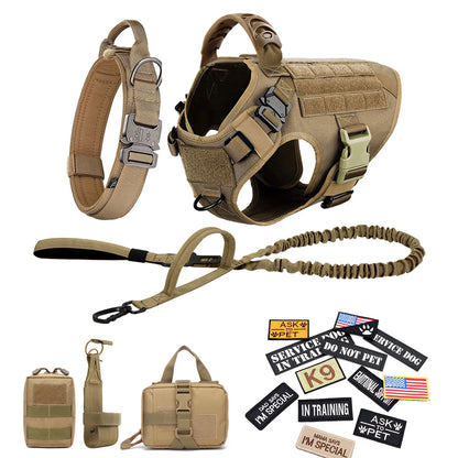 Military Large Dog Harness Collar, Leash Bags, Training Vests