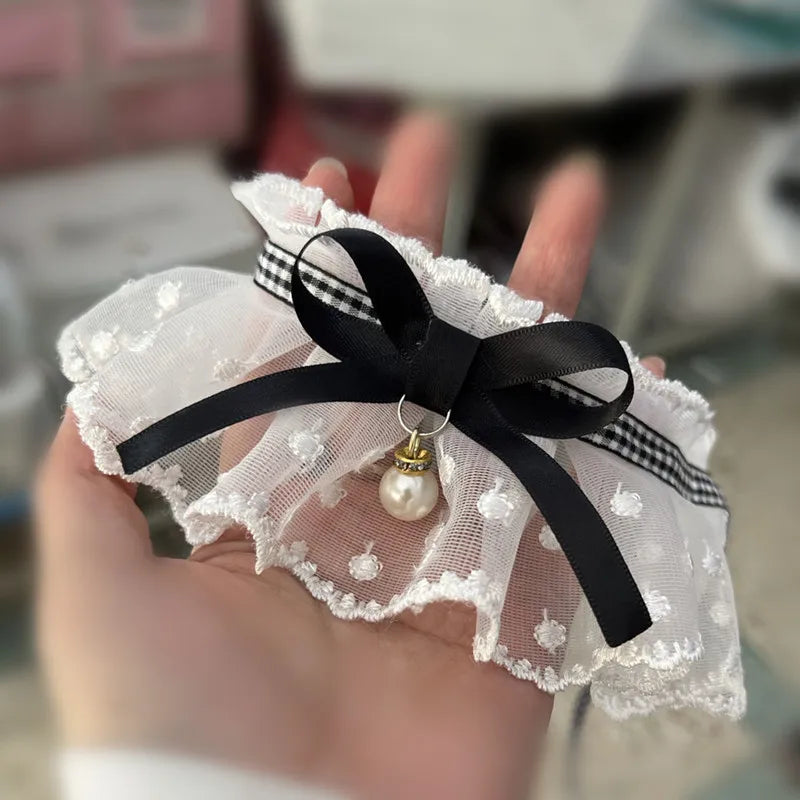 White Lace Bowknot Collar, Bowtie Bibs, Embroidery, Dog Cat Necklace