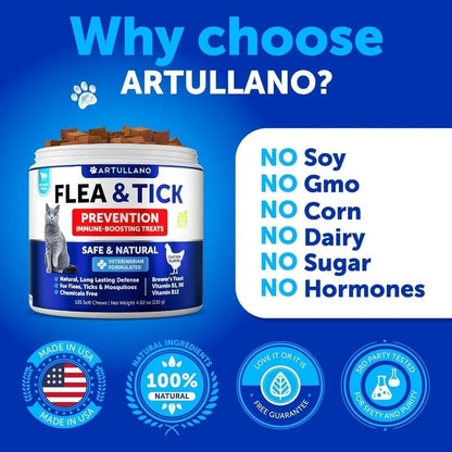 Flea Treatment for Cats, Natural Flea/Tick Prevention Supplement