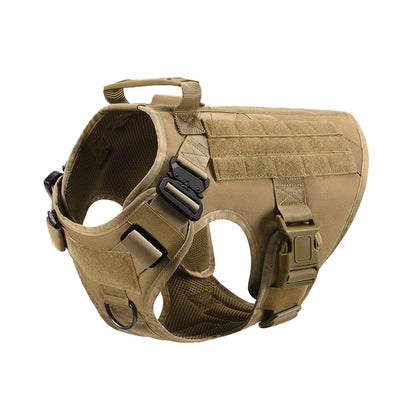 Tactical Dog Harness Collar w/ Leash & Molle Pouches