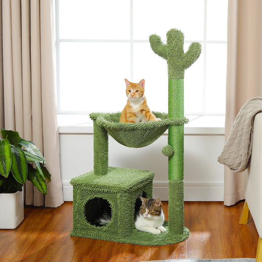 Cactus Cat Tree, Large Condo, Hammock, Dangling Ball, More