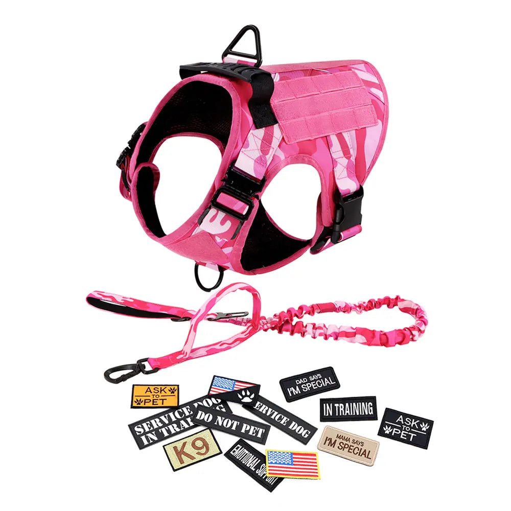 Military Pink Camouflage Dog Harness For Large/Medium Dogs