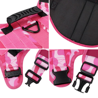 Military Pink Camouflage Dog Harness For Large/Medium Dogs