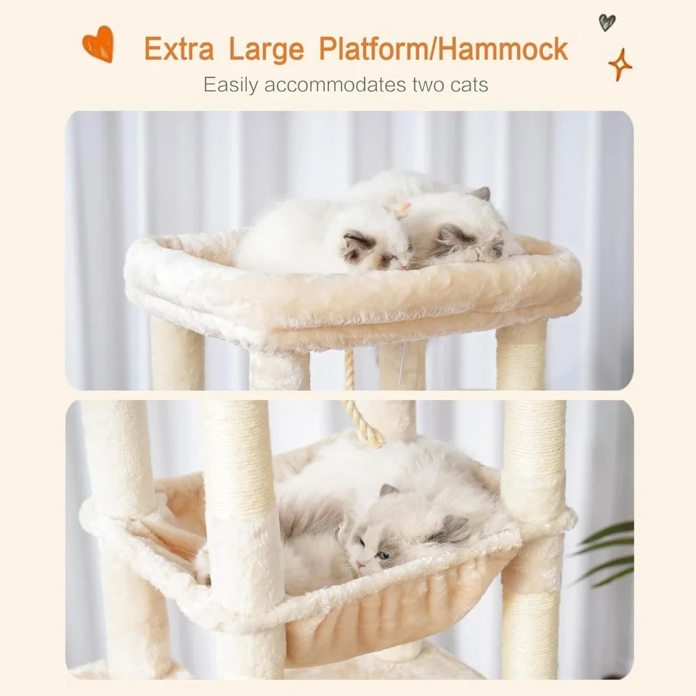 XXL Cat Tower for Indoor Cats, Furniture Condo