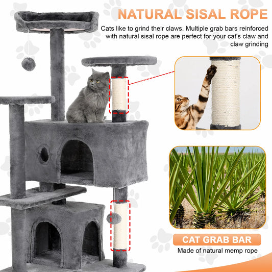 Cat Tree 54/70 Inch Cat Tower Condo