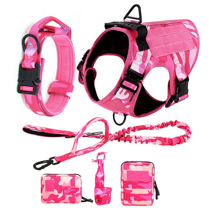 Military Pink Camouflage Dog Harness For Large/Medium Dogs