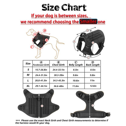 Military Large Dog Harness Collar, Leash Bags, Training Vests