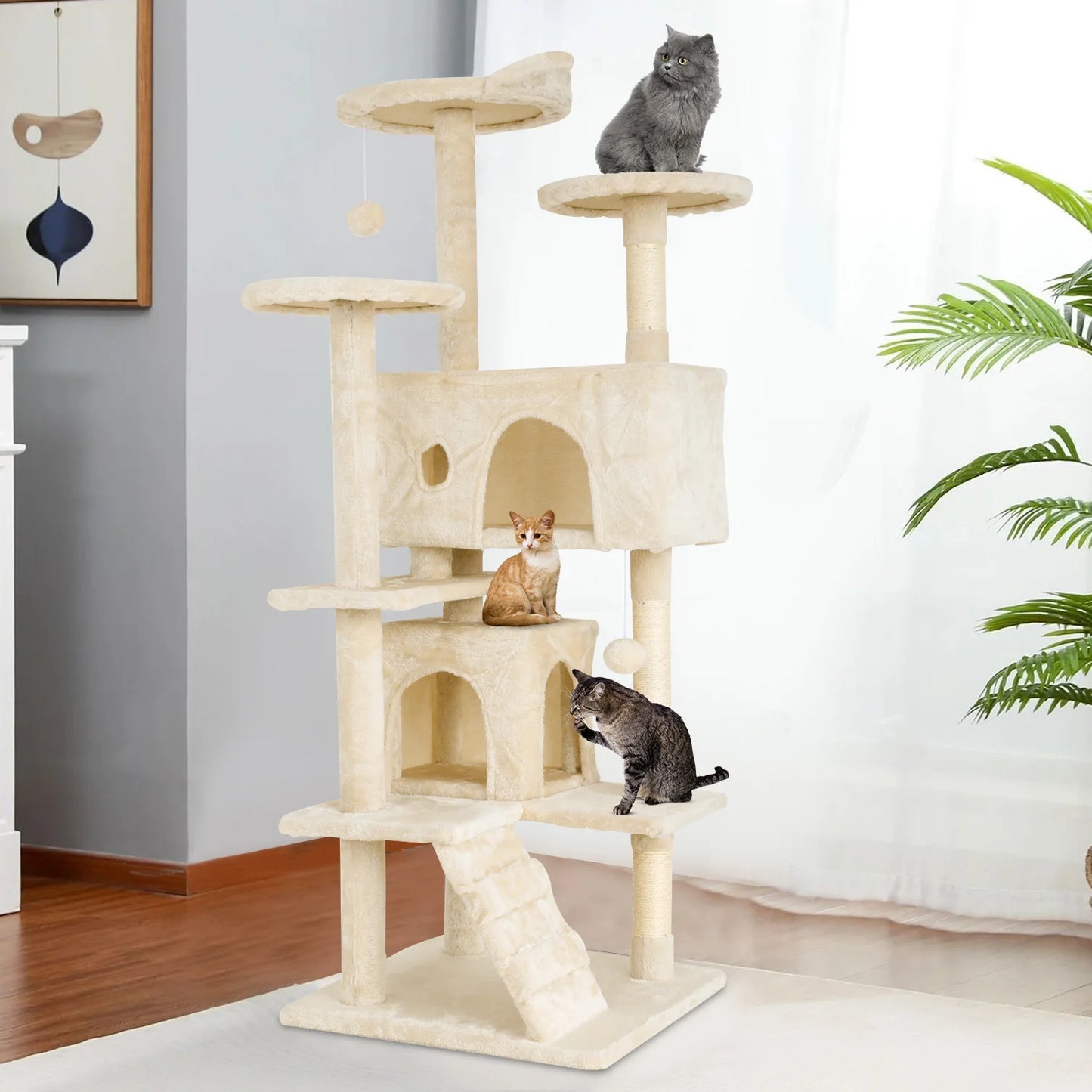 Cat Tree 54/70 Inch Cat Tower Condo
