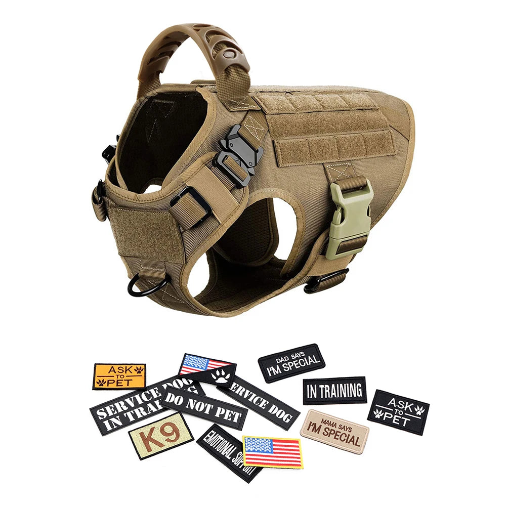 Military Large Dog Harness Collar, Leash Bags, Training Vests