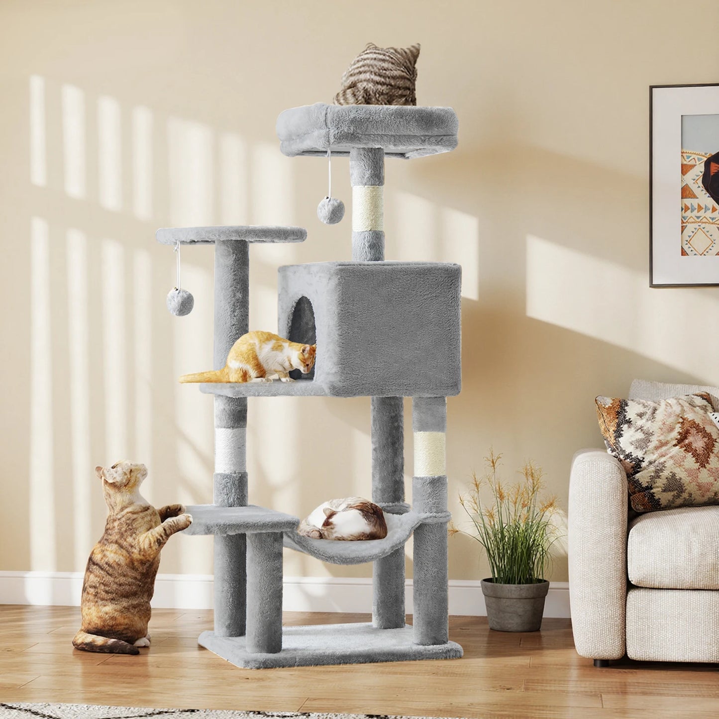 44" Cat Tree, Tall Multi-Cat Climbing Tower, Much More